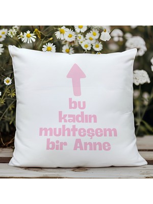 Qoeuyl Boutique Bu Kadın Muhteşem Bir Anne Baskılı Anneler Günü Hediyelik Elyaf Saten Dekoratif Yastık