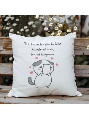 Qoeuyl Boutique Bir Insan Bu Kadar Özlenir Mi Deme Çok Özlüyorum Baskılı Eş Sevgili Romantik Hediyelik Yastık
