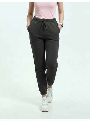 Veleno Koyu Füme Kadın 3 Ip Paça Lastikli Polarlı Yünlü Eşofman Altı Yumuşak Puf Kumaş