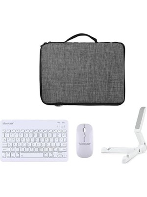 Microcase Honor Pad X9A 11.5 Inch Tablet Uyumlu Gri Çanta + Türkçe Bluetooth Klavye + Mouse + Standı - Beyaz AL5163
