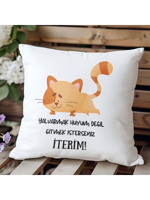 Qoeuyl Boutique Yalvarmak Huyum Değil Gitmek Isterseniz Iterim Baskılı Hediyelik Elyaf Saten Dekoratif Yastık