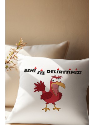 Qoeuyl Boutique Beni Siz Delirttiniz Baskılı Komik Hediyelik Saten Dekoratif Yastık
