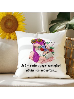 Qoeuyl Boutique Yaşanacak Güzel Günler Için Müsaitim Baskılı Elyaf Dolgulu Hediyelik Yastık