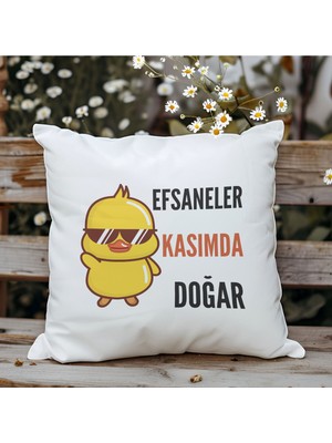 Qoeuyl Boutique Efsaneler Kasımda Doğar Baskılı Doğum Günü Hediyelik Elyaf Saten Dekoratif Yastık