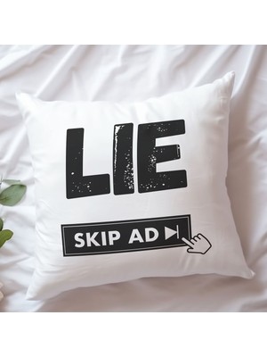 Qoeuyl Boutique Lie Skip Ad Baskılı Komik Hediyelik Elyaf Saten Dekoratif Yastık