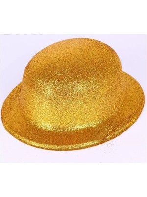 Eco Port Altın Renk Yuvarlak Simli Plastik Parti Şapkası