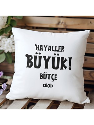 Qoeuyl Boutique Hayaller Büyük Bütçe Küçük Baskılı Komik Hediyelik Elyaf Saten Dekoratif Yastık