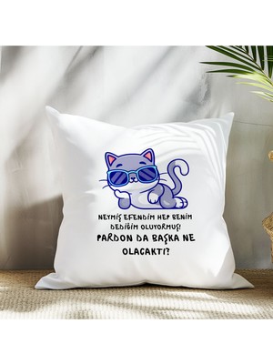 Qoeuyl Boutique Hep Benim Dediğim Oluyormuş Başka Ne Olacaktı Baskılı Komik Hediyelik Elyaf Saten Dekoratif Yastık
