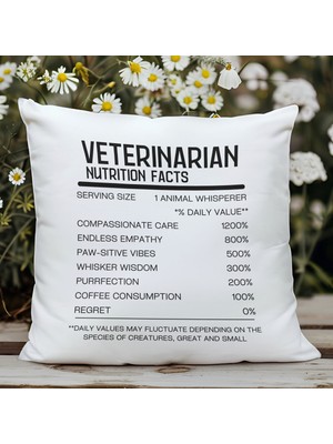 Qoeuyl Boutique Veterinarian Nutrition Facts Baskılı Veteriner Hediyelik Elyaf Saten Dekoratif Yastık