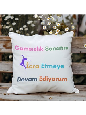 Qoeuyl Boutique Gamsızlık Sanatını Icra Etmeye Devam Ediyorum Baskılı Komik Hediyelik Elyaf Saten Dekoratif Yastık