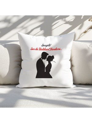 Qoeuyl Boutique Sen De Buldum Kendimi Baskılı Eş Sevgili Romantik Hediyelik Elyaf Saten Dekoratif Yastık