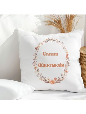 Qoeuyl Boutique Canım Öğretmenim Baskılı Öğretmenler Günü Hediyelik Elyaf Saten Dekoratif Yastık