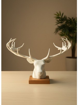 Zero Land Nrzsnt Dekoratif Geyik Başı Heykel 25 cm Modern Minimal Tasarım