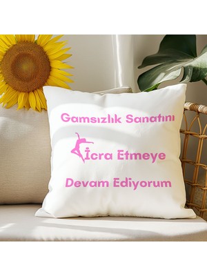 Qoeuyl Boutique Gamsızlık Sanatını Icra Etmeye Devam Ediyorum Baskılı Komik Hediyelik Elyaf Saten Dekoratif Yastık