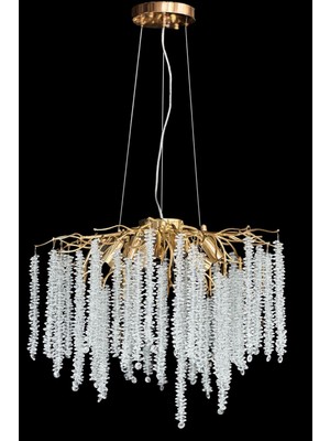 LED Yeni Model 60 cm Ağaç Kristal Lüx  Salon Avize Gold Ithal Kasa