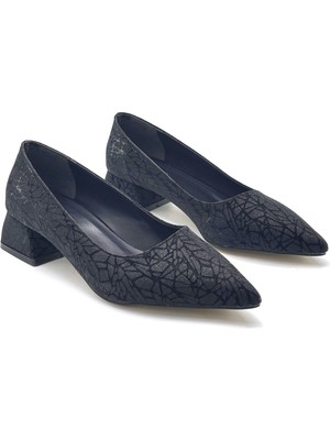 Kindep Biella Kısa Topuklu Kadın Ayakkabı Siyah