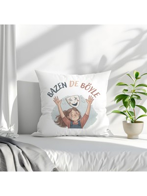 Qoeuyl Boutique Bazen De Böyle Baskılı Komik Hediyelik Elyaf Saten Dekoratif Yastık