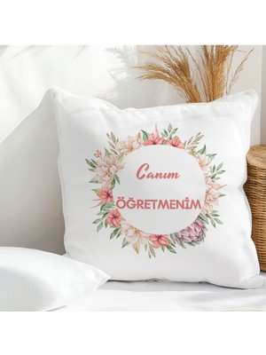Qoeuyl Boutique Canım Öğretmenim Baskılı Öğretmenler Günü Hediyelik Elyaf Saten Dekoratif Yastık