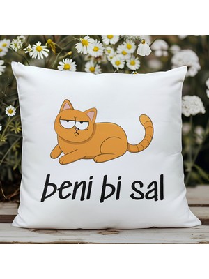 Qoeuyl Boutique Beni Bi Sal Baskılı Komik Hediyelik Elyaf Saten Dekoratif Yastık