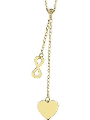 Hakan Mücevherat Sonsuzluk Detaylı Kalp 14 Ayar Altın Kolye