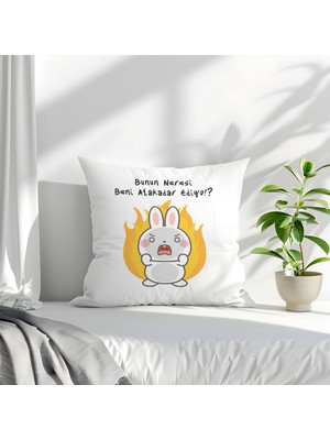 Qoeuyl Boutique Bunun Neresi Beni Alakadar Ediyor Baskılı Komik Hediyelik Elyaf Saten Dekoratif Yastık