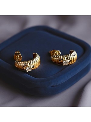 Luckyb Store Gold Renk Taşlı Xuping Küpe