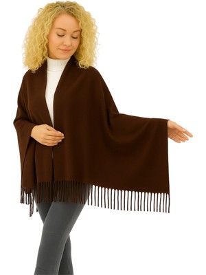 Maruf Shop 1 Adet Kadın Büyük Bedene Uygun Ekstra Yumuşak Dokulu Püskül Detaylı Kışlık Atkı Omuz Şalı