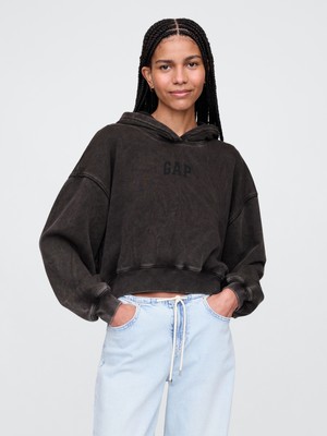 Gap Kadın Siyah Vintagesoft Crop Logo Sweatshirt