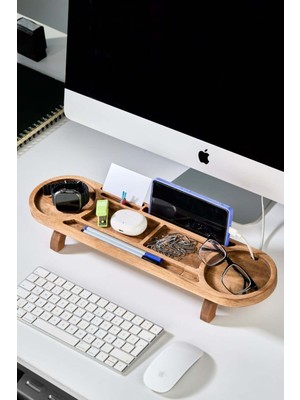 Rozbo Ahşap Masa Üstü Düzenleyici Organizer - Ofis, Bilgisayar Masası Masa Üstü Düzenleyici