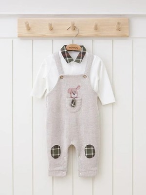 Mymio 3-9 Ay Gömlek Yaka Uzun Kollu Erkek Bebek Salopet 2'li Takım My 3779