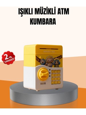 Zero Land Nrzsnt Atm Tasarımlı Sarı Işıklı Sesli Elektronik Kumbara