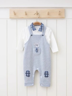 Mymio 3-9 Ay Gömlek Yaka Uzun Kollu Erkek Bebek Salopet 2'li Takım My 3779