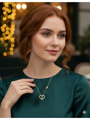 Papatya Silver 925 Ayar Incili Dorika Toplu Aşkın Harfi A Kalp Kolye.rose.gold.rodaj Kalp