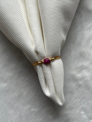 Pel Design Minimal Yakut Taşı Ayarlanabilir Tel Yüzük El Yapımı