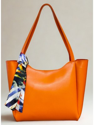 fular & bags Kadın Fularlı Fermuarlı ve Çıtçıt Kapamalı Shopper El ve Omuz Çantası