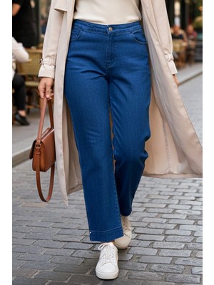 Lale Butik Kadın Bilek Boy Kot Pantolon 01 Denim