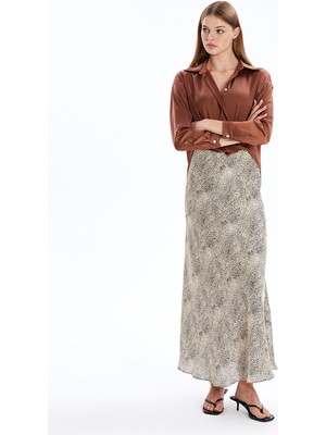 Lc Waikiki Yeni Sezon Standart Fit Desenli Saten Kadın Etek