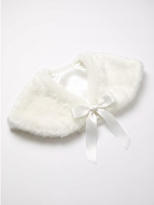 Kız Çocuk Beyaz Peluş Kurdela Bağlamalı Prenses Kostüm Bolerosu