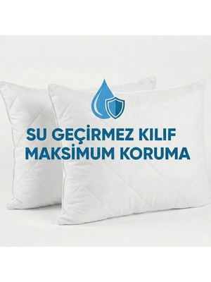 Mavera Life Su Geçirmez Kapitone Yastık Alezi Seti (2 Adet) - Fermuarlı Koruyucu Kılıf (50X70 Cm)