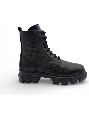 Vieris Force Siyah Floter Hakiki Deri Eva Taban Bağcıklı Bot