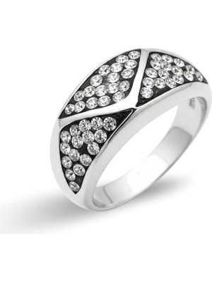 Oya Silver Zirkon Taşlı Bombeli Tasarım Gümüş Kadın Yüzük [OYSY093]