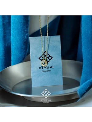 Atas Al Diamond Luck Şans Halkası Taş Işlemeli Altın Kaplama 925 Ayar Gümüş Kolye