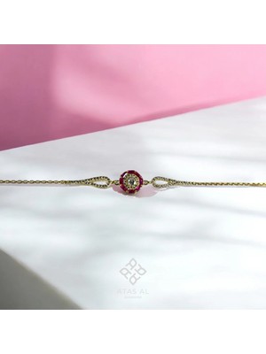 Atas Al Diamond Amethyst Roseline 925 Gümüş Bileklik Altın Kaplama
