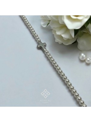 Atas Al Diamond Inci Taneleri Nedime Gümüş Haç 925 Ayar Gümüş Bileklik