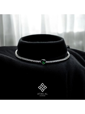 Atas Al Diamond Su Yolu Zümrüt Yeşil Kalp Bileklik 925 Ayar Gümüş | Zarif Işıltı