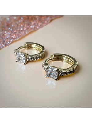 Luckyb Store Taşlı Gold Halka Xuping/çelik Küpe