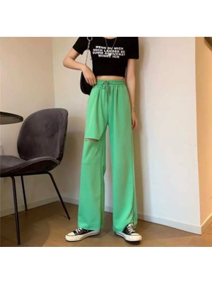 Punix Punıx Özel Seri Diz Yırtık Detaylı Yüksek Bel Sokak Modası %100 Pamuk Ispanyol Paça Yazlık  Kadın Eşofman Altı