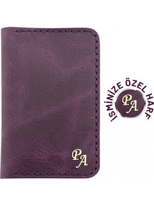 Değirmen Grup Isme Özel Dikey Mini Cüzdan - %100 Rainbow Deri - A010005 - Mor