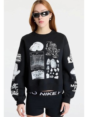 Nike Sportswear Acg "tuff Fleece" Therma-Fit Repel Crew Tam Kalıp Siyah Kadın Sweatshirt FV7329-010
