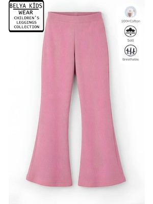 Belya Kids Wear Pamuğa Pamuk Fitilli Tam Kalıp Kız Çocuk Ispanyol Tayt